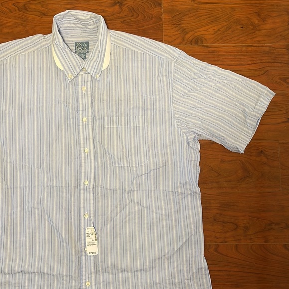 NWT Jos. A. Bank Stays Cool Blue and White Pinstripe Button Down Dress Shirt - Picture 2 of 10